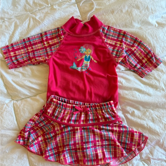 Kids Mermaid Swim Coverup - Pink Plaid - Picture 2 of 6